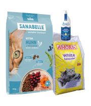 Sanabelle Life KITTEN 8kg + Lašišų aliejus 250ml + Kraikas AMORA Baby Pudra balta 15L Sanabelle Life KITTEN 8kg + Lašišų aliejus 250ml + Kraikas AMORA Baby Pudra balta 15L