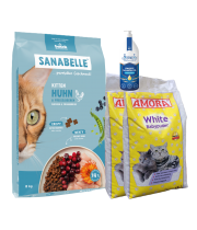 Sanabelle Life KITTEN 8kg + Lašišų aliejus 250ml + Kraikas AMORA Baby Pudra balta 15L x 2 Sanabelle Life KITTEN 8kg + Lašišų aliejus 250ml + Kraikas AMORA Baby Pudra balta 15L x 2