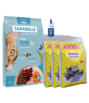 Sanabelle Life KITTEN 8kg + Lašišų aliejus 100ml + Kraikas AMORA Baby Pudra balta 15L x 3 Sanabelle Life KITTEN 8kg + Lašišų aliejus 100ml + Kraikas AMORA Baby Pudra balta 15L x 3