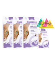 Sanabelle STERILIZED Care 8kg x 3 + 2kg + funkcinių skanėstų rinkinys Sanabelle STERILIZED Care 8kg x 3 + 2kg + funkcinių skanėstų rinkinys